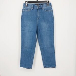 Susan Graver Stretch Denim Straight Leg Crop Jeans Medium Wash Women's Size 2
